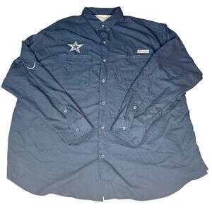 Columbia PFG Dallas Cowboys Button Up Shirt Mens XXL Navy Blue Vented Casual